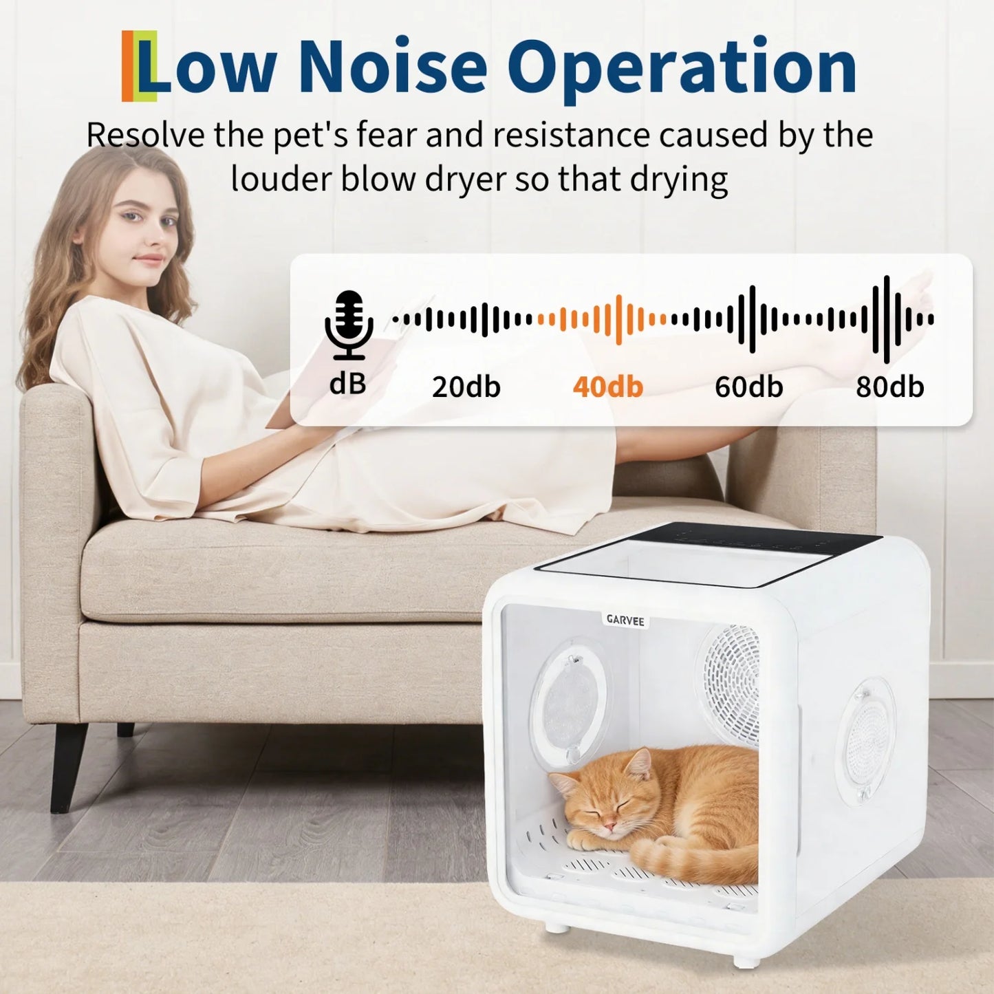 72L Automatic Pet Drying Box, 360° Efficient Pet Grooming Blower with 5 Air Outlets, Quiet Smart Temperature Control Pet Dryer Box for Cats Small Medium Dogs