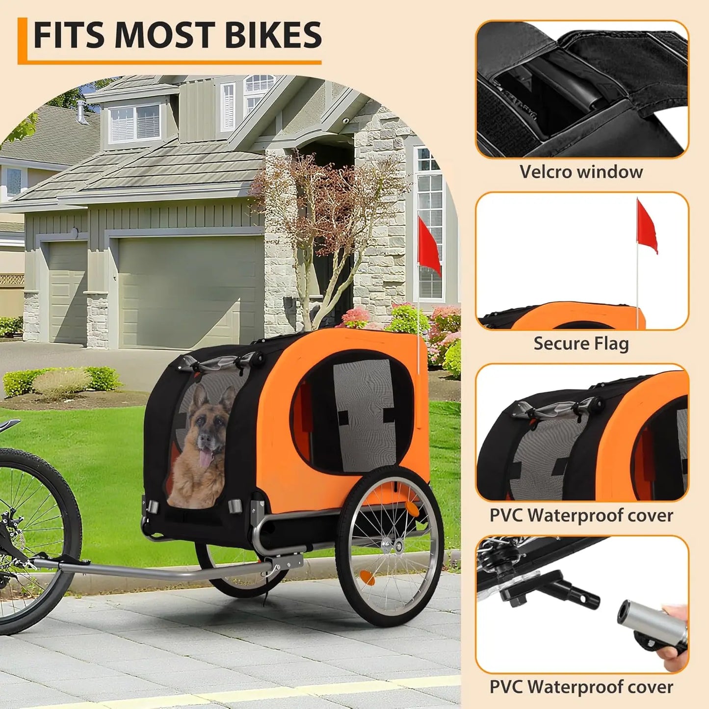 TWISTER.CK Dog Bike Trailer Foldable Quick Release Wheels