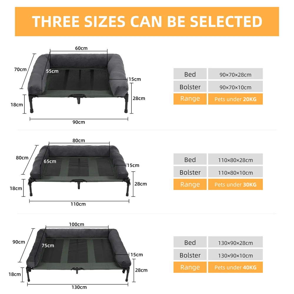 BORWART Outdoor Raised Dog Bed With Cooling Breathable Mat