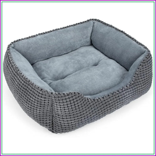 Rectangle Washable Dog Bed for Large Medium Small Dogs, Soft Calming Orthopedic Pet Sofa with Anti-Slip Bottom, Multiple Sizes (Grey, 20")